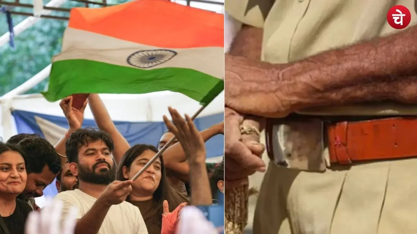 Police presence outside Abhijit Dipke's house ahead of the Tiranga Yatra
